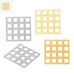 Μεταλλικό Μπρούτζινο Στοιχείο Τετράγωνο για Μακραμέ 13mm - 24K Επίχρυσο ΚΩΔ:78010657.022-NG