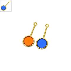 Μεταλλικό Ζάμακ Χυτό Μοτίφ Μπάρα & Στρογγυλό Σμάλτο 12x28mm - Μπλε/Χρυσό ΚΩΔ:78060586.203-NG