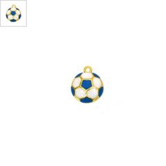 Μεταλλικό Ζάμακ Χυτό Μοτίφ Μπάλα Ποδοσφαίρου με Σμάλτο 18mm - Άσπρο/Μπλε/24Κ Επίχρυσο ΚΩΔ:78060606.201-NG