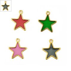 Μεταλλικό Ζάμακ Χυτό Μοτίφ Αστέρι με Σμάλτο 21mm - Γκρι Διαφανές/Χρυσό ΚΩΔ:78433337.201-NG
