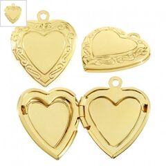 Μεταλλικό Μπρούτζινο Μοτίφ Καρδιά Ανοιγόμενο 19mm - Χρυσό ΚΩΔ:78051099.422-NG