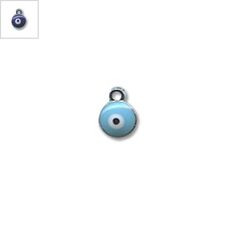 Μεταλλικό Μοτίφ Μάτι Στρογγυλό με Σμάλτο 6.5mm - Ρόδιο/Μπλε ΚΩΔ:78060336.402-NG