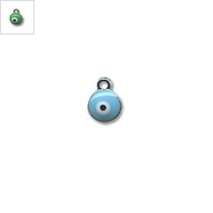 Μεταλλικό Μοτίφ Μάτι Στρογγυλό με Σμάλτο 6.5mm - Ρόδιο/Green ΚΩΔ:78060336.404-NG