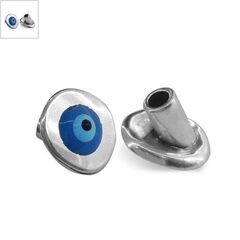 Μεταλλικό Ζάμακ Χυτό Κούμπωμα Κουμπί Μάτι με Σμάλτο 16x14mm (Ø4mm) - Μπλε/Γαλάζιο/Μαύρο ΚΩΔ:78430812.741-NG