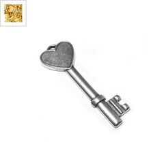 Μεταλλικό Ζάμακ Χυτό Μοτίφ Κλειδί Καρδιά Γούρι 50x17mm/5mm - 24K Επίχρυσο ΚΩΔ:78411871.022-NG