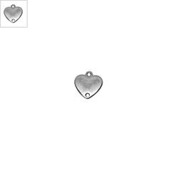 Μεταλλικό Ζάμακ Στοιχείο Καρδιά για Μακραμέ 13x12mm (Ø1.4mm) - 999° Επάργυρο Αντικέ ΚΩΔ:78413812.027-NG