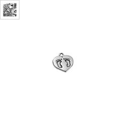 Μεταλλικό Ζάμακ Χυτό Μοτίφ Καρδιά Πατουσάκια 14x13mm - 999° Επάργυρο Αντικέ ΚΩΔ:78414075.027-NG