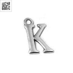 Μεταλλικό Ζάμακ Χυτό Μοτίφ Γράμμα "K" 12mm - 999° Επάργυρο Αντικέ ΚΩΔ:78412449.027-NG
