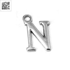 Μεταλλικό Ζάμακ Χυτό Μοτίφ Γράμμα "N" 12mm - 999° Επάργυρο Αντικέ ΚΩΔ:78412452.027-NG