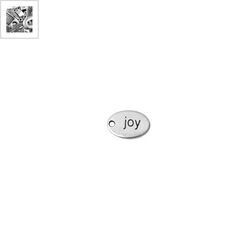 Μεταλλικό Ζάμακ Χυτό Μοτίφ Οβάλ "joy" 14x10mm - 999° Επάργυρο Αντικέ ΚΩΔ:78414374.027-NG