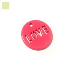 Μεταλλικό Ζάμακ Χυτό Χρωματιστό Μοτίφ Στρογγυλό 'LOVE' 14mm - Ιβουάρ ΚΩΔ:78170094.002-NG