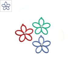 Μεταλλικό Ζάμακ Χυτό Λουλούδι Πέρλα Επικ. Καουτσούκ 30mm - Τζιν ΚΩΔ:78170143.001-NG