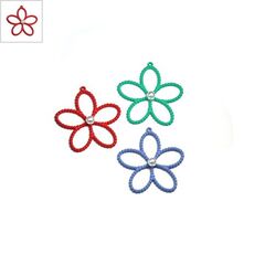 Μεταλλικό Ζάμακ Χυτό Λουλούδι Πέρλα Επικ. Καουτσούκ 30mm - Κόκκινο ΚΩΔ:78170143.008-NG