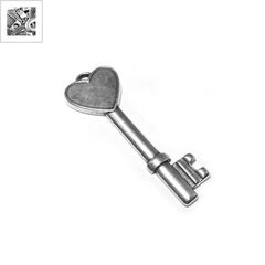 Μεταλλικό Ζάμακ Χυτό Μοτίφ Κλειδί Καρδιά Γούρι 50x17mm/5mm - 999° Επάργυρο Αντικέ ΚΩΔ:78411871.027-NG
