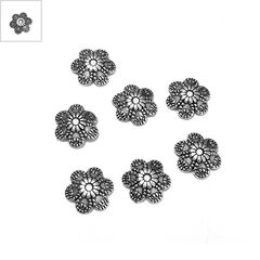 Μεταλλικό Ζάμακ Χυτό Καπελάκι Λουλούδι 9mm (Ø1.3mm) - 999° Επάργυρο Αντικέ ΚΩΔ:78413482.027-NG