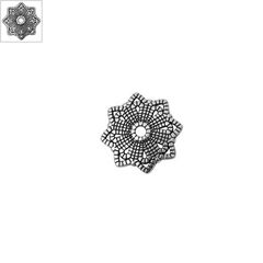 Μεταλλικό Ζάμακ Χυτό Καπελάκι Λουλούδι 21mm - 999° Επάργυρο Αντικέ ΚΩΔ:78414260.027-NG