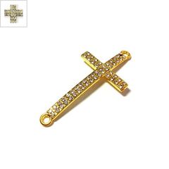 Μεταλλικό Στοιχείο Σταυρός με Στρας για Μακραμέ 21x49mm - Χρυσό/Διάφανο ΚΩΔ:78040163.201-NG