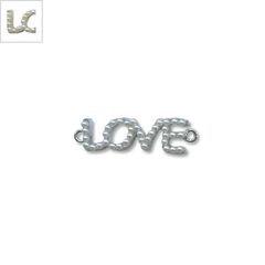 Μεταλλικό Στοιχείο "LOVE" με Πέρλα για Μακραμέ 36x11mm - Διάφανο/Χρυσό ΚΩΔ:78040190.201-NG
