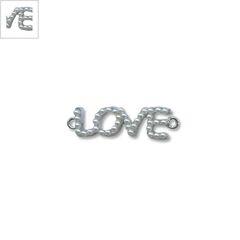 Μεταλλικό Στοιχείο "LOVE" με Πέρλα για Μακραμέ 36x11mm - Διάφανο/Ρόδιο ΚΩΔ:78040190.401-NG