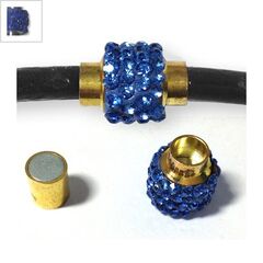 Μεταλλικό Μαγνητικό Κούμπωμα με Στρας 5.5x9x9mm (Ø 5.5mm) - Ρόδιο/Μπλε Σκούρο ΚΩΔ:78110037.003-NG