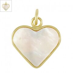 Μεταλλικό Μπρούτζινο Μοτίφ Καρδιά με Φίλντισι 15x16mm - Χρυσό/ Άσπρο ΚΩΔ:78110812.422-NG