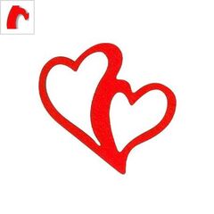 Ξύλινο Μοτίφ Καρδιά Διπλή 52x47mm - Κόκκινο ΚΩΔ:76010211.001-NG
