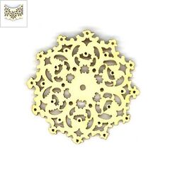 Ξύλινο Μοτίφ Λουλούδι Φιλιγκρί 50mm - Φυσικό ΚΩΔ:76010218.000-NG