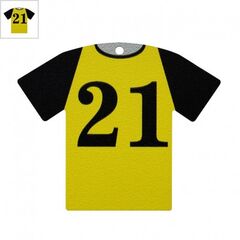 Ξύλινο Μοτίφ Φανέλα Ποδοσφαίρου "21" 66x54mm - Κίτρινο/ Μαύρο ΚΩΔ:76460613.004-NG