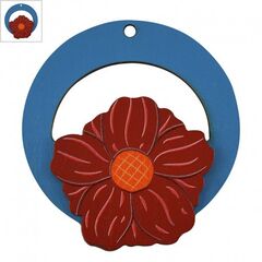 Ξύλινο Μοτίφ Στρογγυλό Κύκλος Λουλούδι 52mm - Μπλε Ανοιχτό/ Κόκκινο/ Ροζ/ Πορτοκαλί/ Κίτρινο ΚΩΔ:76460783.001-NG