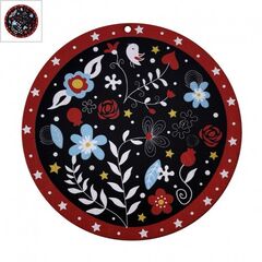 Ξύλινο Μοτίφ Στρογγυλό Αστέρι Λουλούδι Πουλί Ρόδι 114mm - Κόκκινο/ Άσπρο/ Μαύρο/ Γαλάζιο/ Κίτρινο ΚΩΔ:76660191.001-NG
