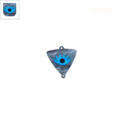 Πλέξι Ακρυλικό Στοιχείο Τρίγωνο με Μάτι για Μακραμέ 13x16mm - Μαύρο Περλέ/Τυρκουάζ Περλέ/Μαύρο ΚΩΔ:71440026.001-NG
