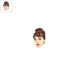 Πλέξι Ακρυλικό Στοιχείο Audrey Hepburn Flatback 11x18mm - Multi/Άσπρο ΚΩΔ:71460313.018-NG