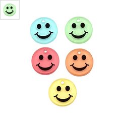 Πλέξι Ακρυλικό Μοτίφ Στρογγυλό Πρόσωπο Χαμόγελο 17mm - Πράσινο Ανοιχτό/Μαύρο ΚΩΔ:71460608.002-NG