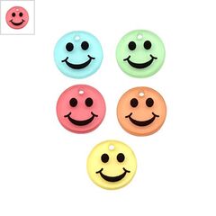 Πλέξι Ακρυλικό Μοτίφ Στρογγυλό Πρόσωπο Χαμόγελο 17mm - Ροζ Ανοιχτό/Μαύρο ΚΩΔ:71460608.003-NG