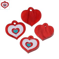 Πλέξι Ακρυλικό Μοτίφ Καρδιά 14x12mm - Κόκκινο Ανοιχτό Περλέ/Multi ΚΩΔ:71460691.001-NG
