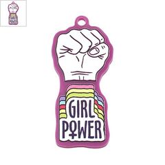 Πλέξι Ακρυλικό Μοτίφ Σύμβολο "Girl Power" 22x45mm - Ματζέντα/ Multi ΚΩΔ:71460804.001-NG