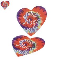Πλέξι Ακρυλικό Μοτίφ Καρδιά "good vibes only" 45mm - Διαφανές/ Multi ΚΩΔ:71460852.001-NG