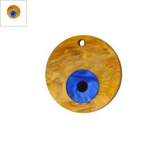 Πλέξι Ακρυλικό Μοτίφ Στρογγυλό Μάτι 35mm - Χρυσό Περλέ/Μπλε Περλέ/Μαύρο ΚΩΔ:71480602.009-NG