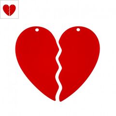 Πλέξι Ακρυλικό Μοτίφ Μισή Καρδιά 34x62mm - Κόκκινο ΚΩΔ:71481427.080-NG