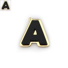 Πλέξι Ακρυλικό Μοτίφ Γράμμα "Α" 39x40mm - Μαύρο/Χρυσός Καθρέπτης ΚΩΔ:71481457.001-NG