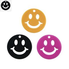 Πλέξι Ακρυλικό Μοτίφ Στρογγυλό Χαμογελαστό Πρόσωπο25mm - Μαύρο ΚΩΔ:71481601.019-NG