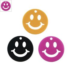 Πλέξι Ακρυλικό Μοτίφ Στρογγυλό Χαμογελαστό Πρόσωπο25mm - Φούξια Μωβ ΚΩΔ:71481601.028-NG
