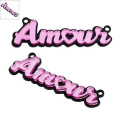 Πλέξι Ακρυλικό Στοιχείο "Amour" Καρδιά 65x20mm - Μαύρο/ Ροζ Καθρέπτης ΚΩΔ:71481713.001-NG
