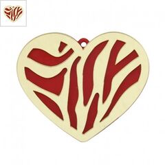Πλέξι Ακρυλικό Μοτίφ Καρδιά 49x42mm - Κόκκινο/ Χρυσός Καθρέπτης ΚΩΔ:71680076.001-NG