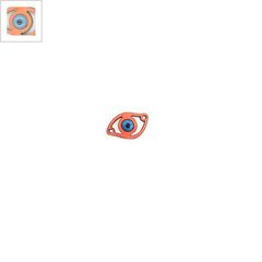 Ξύλινο Στοιχείο Μάτι με Σμάλτο για Μακραμέ 23x15mm - Πορτοκαλί/Γαλάζιο/Μαύρο ΚΩΔ:76040281.216-NG