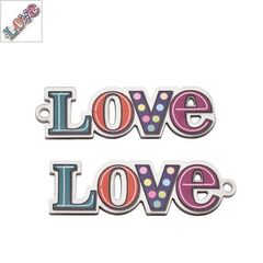 Πλέξι Ακρυλικό Μοτίφ "Love" 53x16mm - Ασημί/Multi ΚΩΔ:71460524.001-NG
