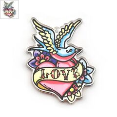 Πλέξι Ακρυλικό Μοτίφ Καρδιά "LOVE" 44x59mm - Διαφανές/Multi ΚΩΔ:71460534.001-NG