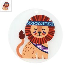 Πλέξι Ακρυλικό Μοτίφ Στρογγυλό Λιοντάρι 40mm - Διαφανές/ Multi ΚΩΔ:71460867.001-NG
