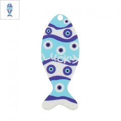 Πλέξι Ακρυλικό Μοτίφ Ψάρι Μάτια "Lucky" 55x22mm - Άσπρο/ Μπλε/ Γαλάζιο/ Μαύρο ΚΩΔ:71460919.001-NG