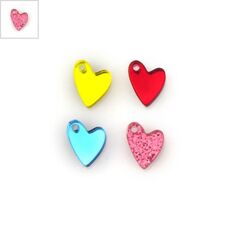 Πλέξι Ακρυλικό Μοτίφ Καρδιά 10x12mm - Ροζ Γκλίτερ ΚΩΔ:71481533.315-NG